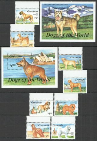 S677 1993 Grenada Fauna Pets Dogs Of The World 2519 - 26 Michel 34 Eu 2bl,  Set Mnh