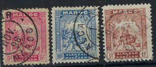 Morocco Local Post Alcazar To Ouazzan 1896 5c 10c And 1f