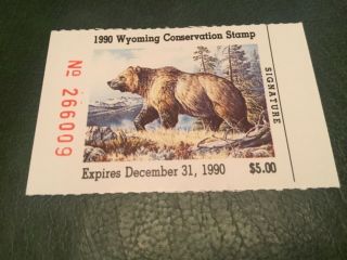 Icollectzone Us Wyoming 1990 Duck Stamp Xf (bk4)
