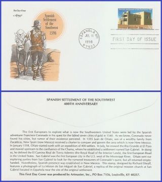Usa 3220 U/a Artmaster Fdc Spanish Settlement Of The South