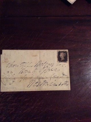 Early Rare State Penny Black.  Full Mx On Cover From St.  Helens To Westminster.