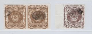 North Borneo - 1894 10$ - One Pair Imperf Double Impression Plus One With Row