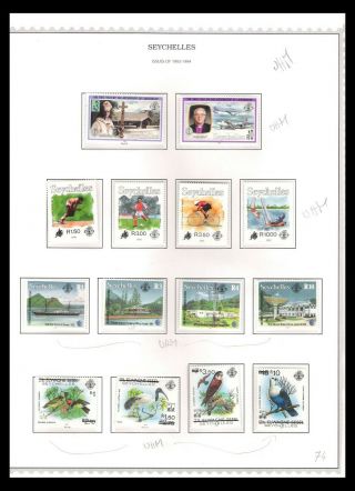 Seychelles 1993 - 94 Four Issues On Page (uhm)