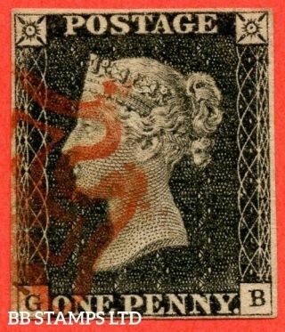 Sg.  2.  A1 (2).  As20.  " Gb ".  1d Black.  Plate 3.  A Fine Example Cance B39450