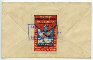 Canada 1919 1st Flight Toronto - Ottawa Special Aero Club $1 Vignette Tied /cover