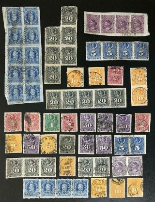 Chile.  Classic Columbus Issues Lot,  Including Multiples On Pieces.  Look