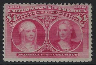 Us Stamps - Sc 244 - $4 Columbian - Og Hinged - Mh $2,  150 (a - 1065)