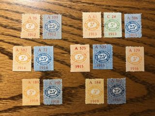 Bell Telephone Co.  Of Canada Revenue Stamp Bob Lot