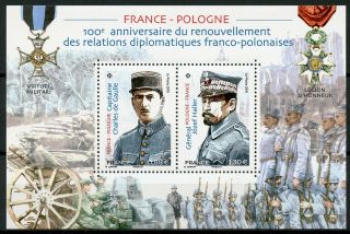 France 2019 Mnh Diplomatic Relations Jis Poland Charles De Gaulle 2v M/s Stamps