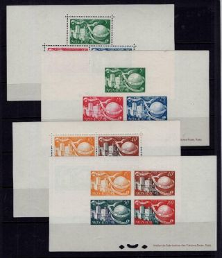 Monaco 1949 Upu Perf & Imperf Sheets - Og Mnh - Sc 245 - 46,  C30 - 33