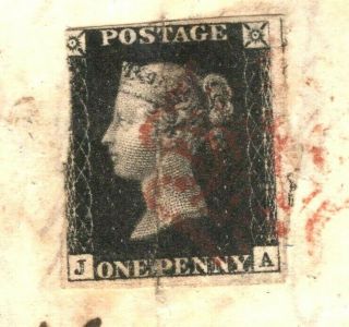 GB Hants PENNY BLACK Cover Southampton & Millbrook Penny Post 1840 London EA2 3