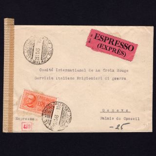 Italy Trieste 1943,  Special Delivery,  Registered Cover With Censor Mark