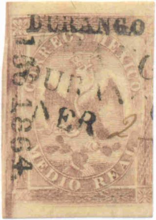 Mexico.  1864 - 1866.  Eagle.  ½r.  Durango.  156 - 1864.  Ms " Ene - 2 " (1865) Tay Dg - 1/19.  Me0891