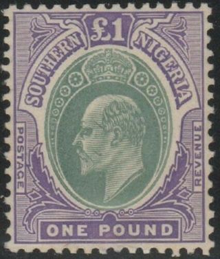 Southern Nigeria Kevii 1907 Issue £1 Scott 31 Sg32ab Die B Lightly Hinged
