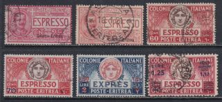 Eritrea E1//e8 F/vf 1907 - 1927 Special Delivery Stamps 6 Different Scv $115.  50