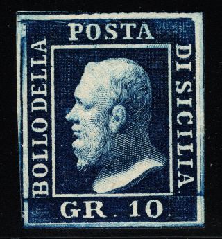Sicily 1859 10g Mng Sass 12b Sismondo Certificate Pos.  4