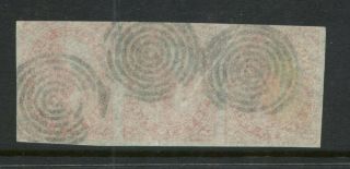 Canada UN 4 3d Beaver Thin Paper FVF Strip of 3 with Ring Cancels 2