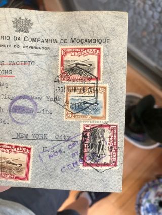 Rare 1941 Mozambique (Portugal Colonial) To NY USA Postal Cover Via Hong Kong 2