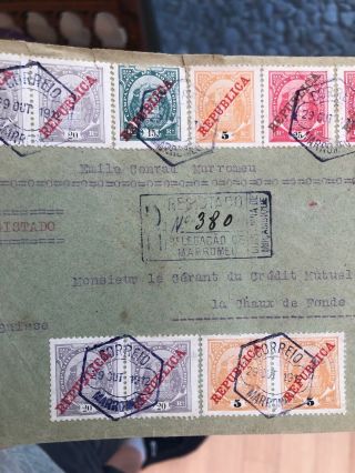 Rare 1912 Mozambique (Portugal Colonial) To Switzerland Registered Postal Cover 2