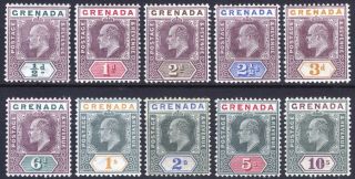 Grenada 1902 1/2d - 10s Evii Key Plate Sg 48 - 55 Scott 39 - 46 Lmm/mlh Cat £225 ($297)