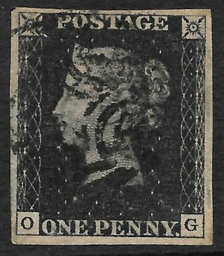 1840 - Penny Black 4 Margins Plate 9 (o - G) Fine
