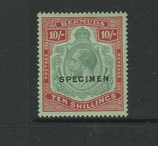 Bermuda 1924/32 Script Ca Optd Specimen 10/ - Fresh Mm Sg 92s