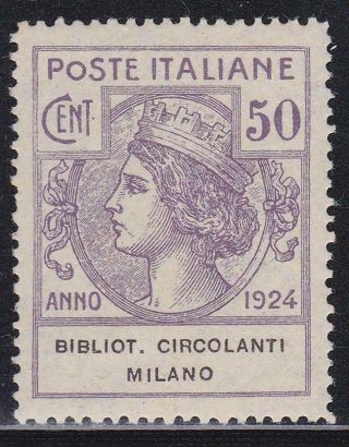Italy 1924 Franchise / Parastatali 50c Biblioteche Circolanti Signed Mnh T21732
