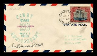 Dr Jim Stamps Us Cam 28 Omaha First Anniversary Air Mail Cover 1930