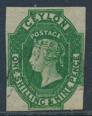 Sg 11 Ceylon 1857 1/ - 9d Green Very Fine 4 Margin Cat £800