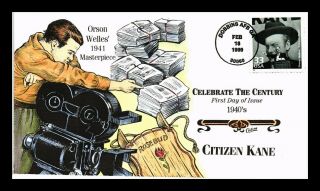 Us Collins Hand Colored Cover Orson Welles Citizen Kane Celebrate Century Fdc