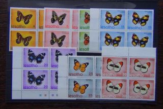 Lesotho 1973 Butterflies Set In Block X 4 Mnh