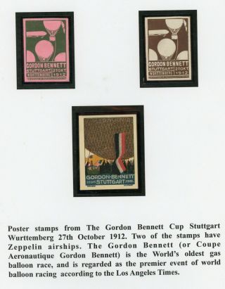 Aviation Postal Stamps Germany Gordon Bennet Cup Stuttgart 27th October 1912.