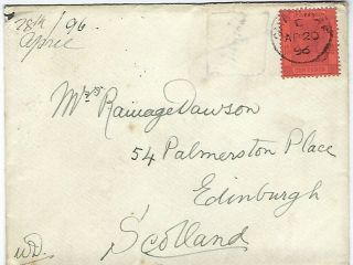 China Hong Kong 1896 Shanghai To Scotland Cover Stamp Removed
