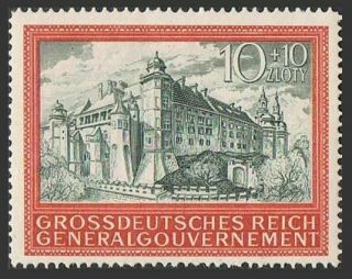 Poland Nb41,  Hinged.  Mi 125.  General Government,  5th Ann.  1944.  Cracow Castle,  1944.