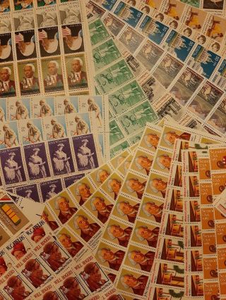 Large Group Lot Uncanceled Misc.  Partial Stamp Sheets Face Value $307.  78 3