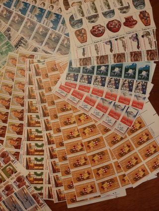 Large Group Lot Uncanceled Misc.  Partial Stamp Sheets Face Value $307.  78 4