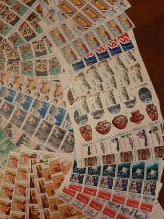 Large Group Lot Uncanceled Misc.  Partial Stamp Sheets Face Value $307.  78 5