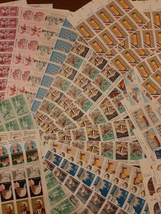 Large Group Lot Uncanceled Misc.  Partial Stamp Sheets Face Value $307.  78 6