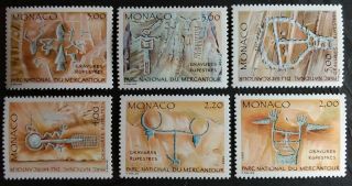 127.  Monaco 1989 Set/6 Stamp Rock Art,  Paintings,  National Park.  Mnh