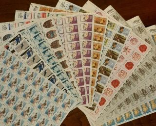 Large Group Lot Uncanceled Full Stamp Sheets $496.  67 Face Value 3
