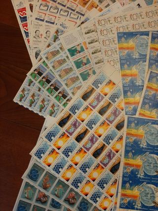 Large Group Lot Uncanceled Full Stamp Sheets $496.  67 Face Value 4