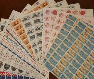 Large Group Lot Uncanceled Full Stamp Sheets $496.  67 Face Value 5