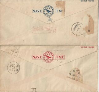 1937 3 Airmail Covers FFC Canton Shanghai China - Pilot Signed with Insert & Map 3