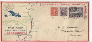 1937 3 Airmail Covers FFC Canton Shanghai China - Pilot Signed with Insert & Map 4