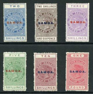 Samoa 1914 Nz Postal Fiscal Opt Basic Set Of 6 Fresh M/mint