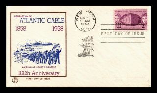 Dr Jim Stamps Us Atlantic Cable Centennial Tri Color First Day Cover Scott 1112