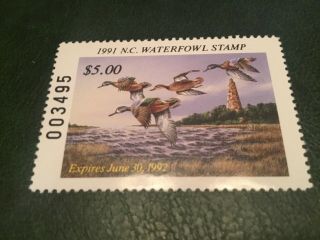 Icollectzone Us North Carolina1991 Duck Stamp Xf (bk4)
