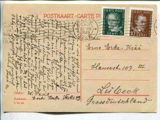 Estonia Post Card To Germany 1938