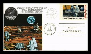 Dr Jim Stamps Us First Anniversary Moon Landing Apollo 11 Air Mail Cover 1970