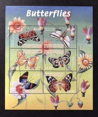Grenada Butterfly Stamps Sheet 2000 Mnh Butterflies Insect Moth Jersey Tiger Bug